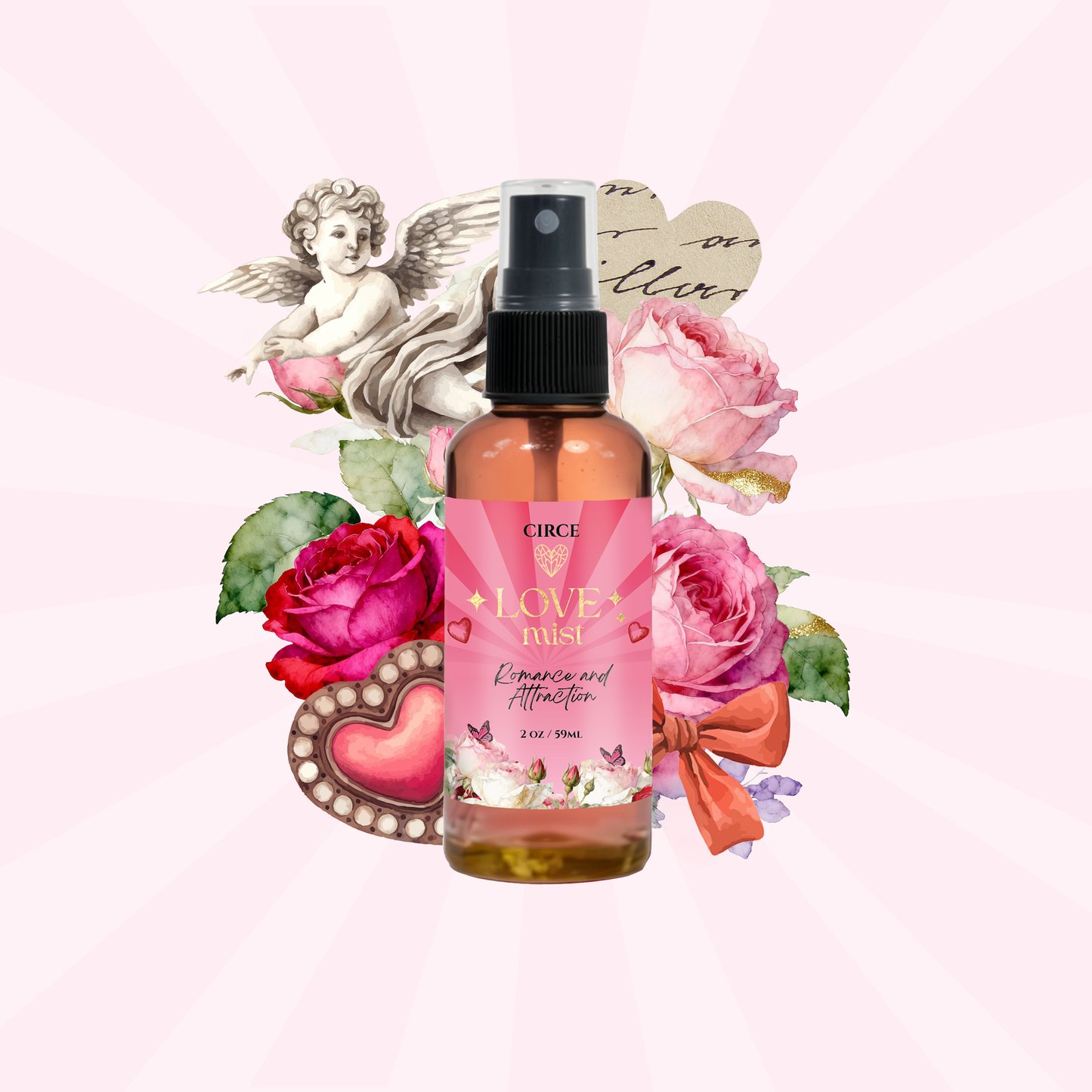 Love Attraction Mist – Rose & Jasmine Heart Energy Spray 2 oz
