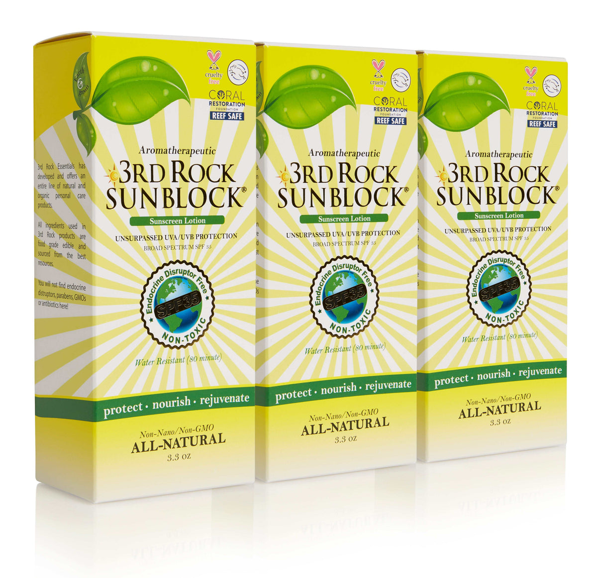 3rd Rock SunblockĀ® Sunscreen Lotion - Aromatherapeutic - Zinc Oxide 35 SPF