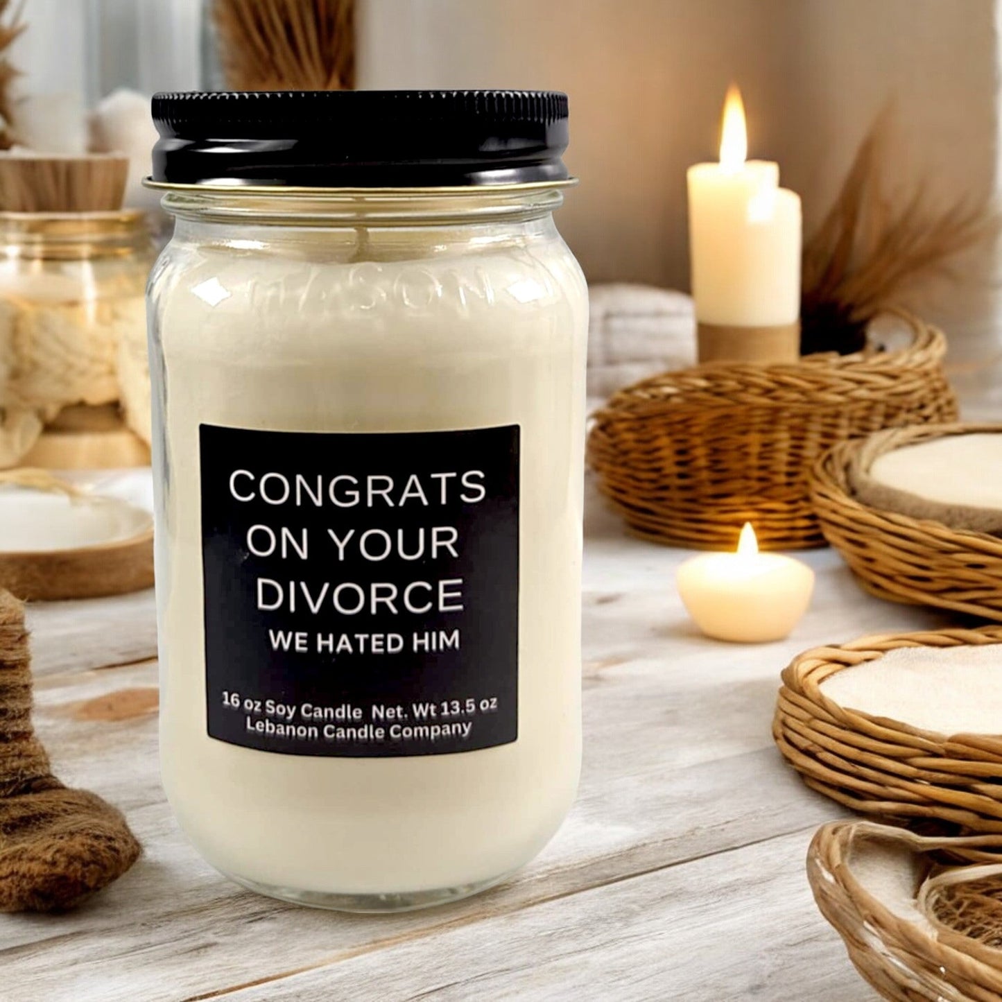 Congrats On Your Divorce We Hated Him Funny Candle