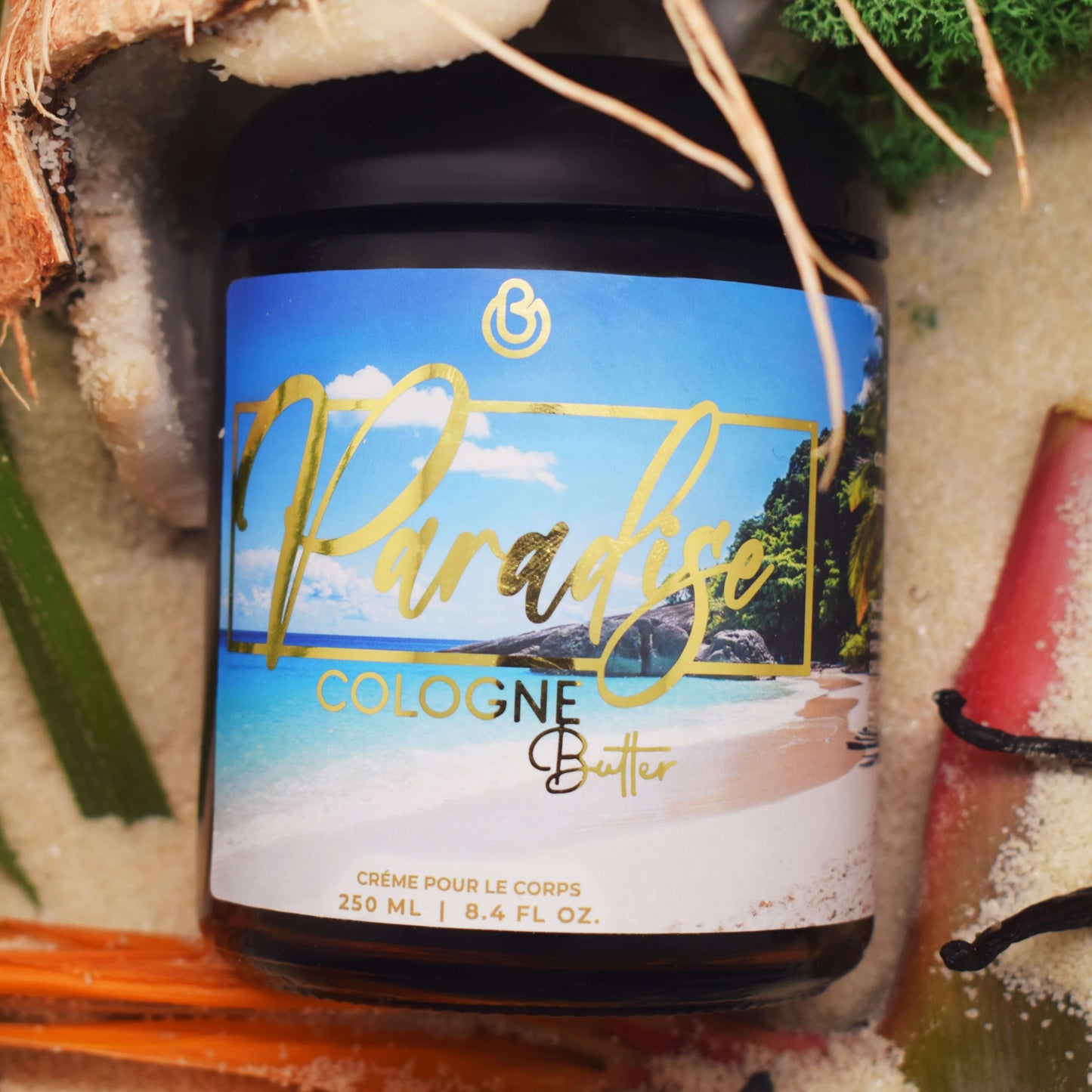 PARADISE – Luxury Fragrance Body Butter | Coconut, Vanilla & Amber Cologne Scent Hydrating Skin Butter | Cologne Butter
