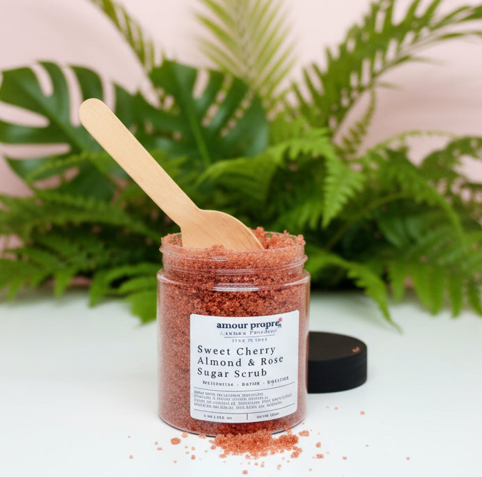 Sweet Cherry Almond & Rose Sugar Scrub - Body Polish and Moisturizer