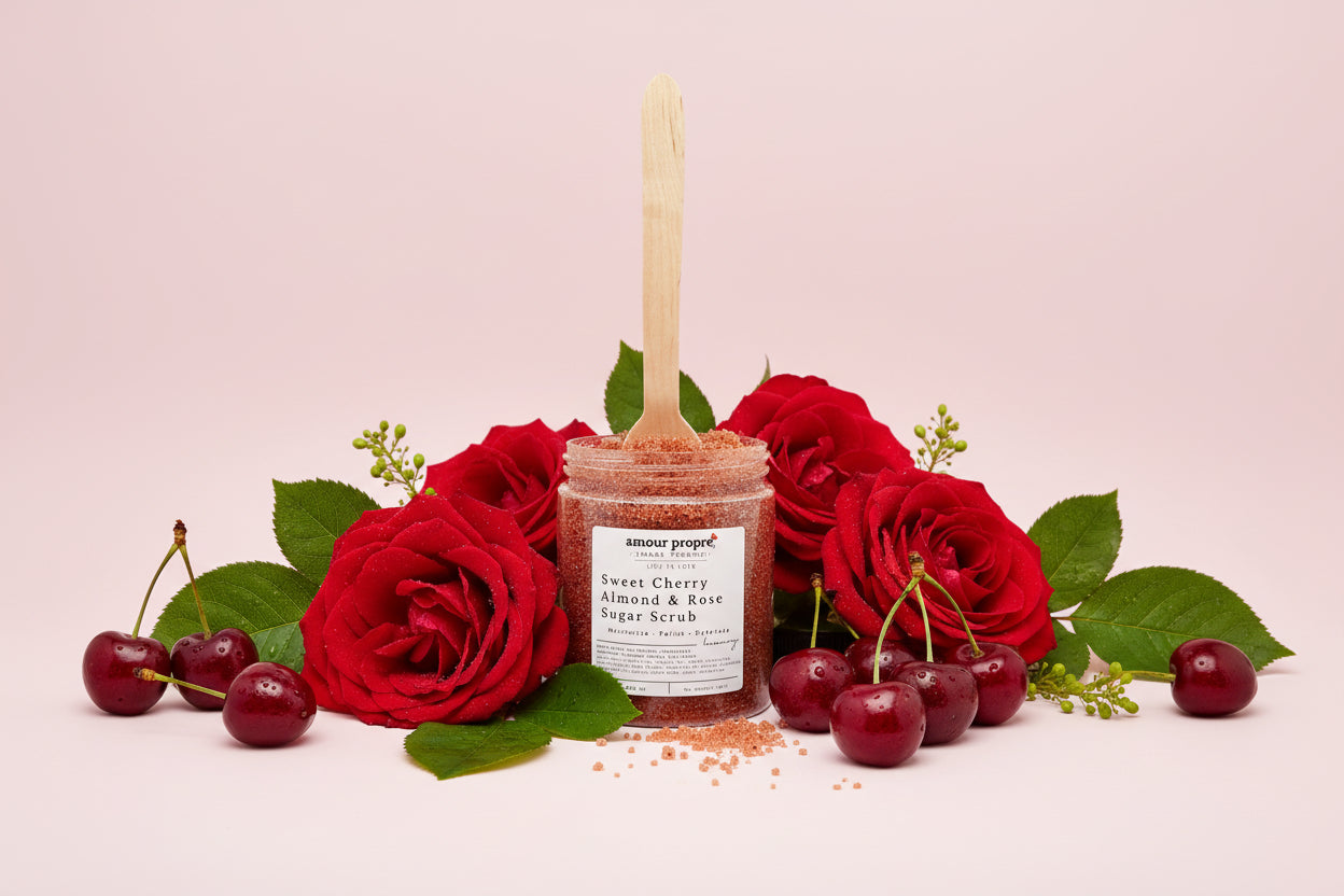 Sweet Cherry Almond & Rose Sugar Scrub - Body Polish and Moisturizer