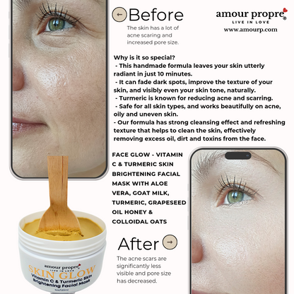 SKIN GLOW: Skin Brightening Facial Care Solution | Foaming Facial Wash, Skin Brightening Face Mask, Turmeric Face Cream