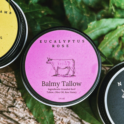 4 oz. Eucalyptus Rose Tallow Balm | Nourishing Floral Skincare | Balmy Tallow