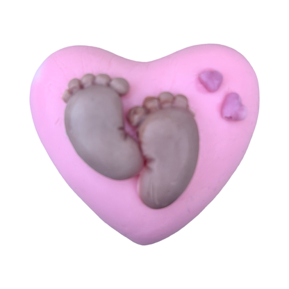 10 Heart Soaps with Newborn Feet for a GIrl Parrty Favors
