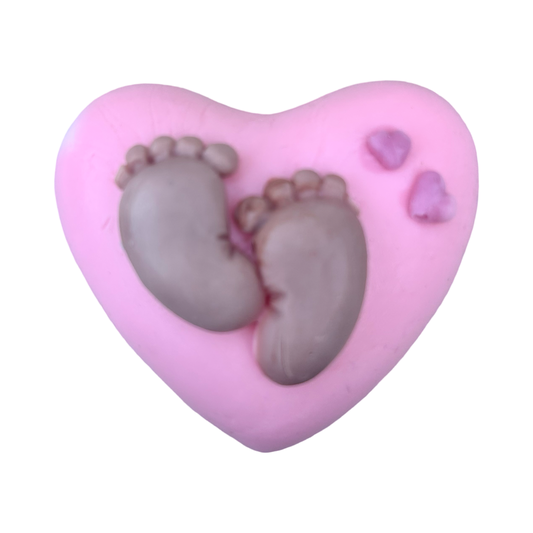 10 Heart Soaps with Newborn Feet for a GIrl Parrty Favors