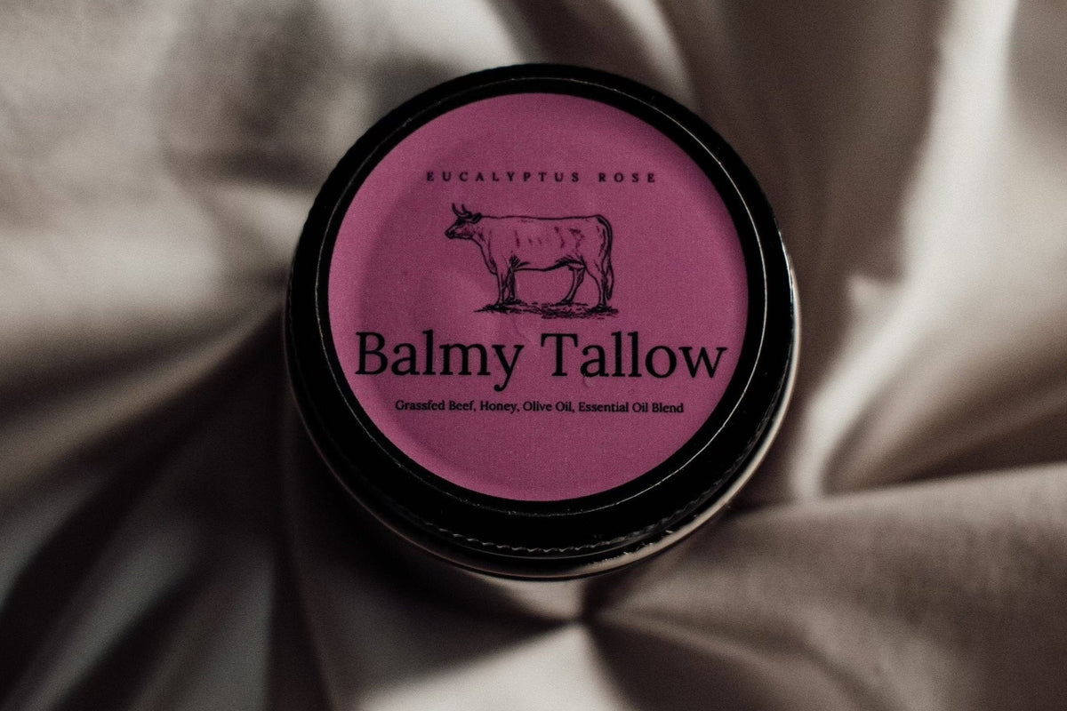 4 oz. Eucalyptus Rose Tallow Balm | Nourishing Floral Skincare | Balmy Tallow
