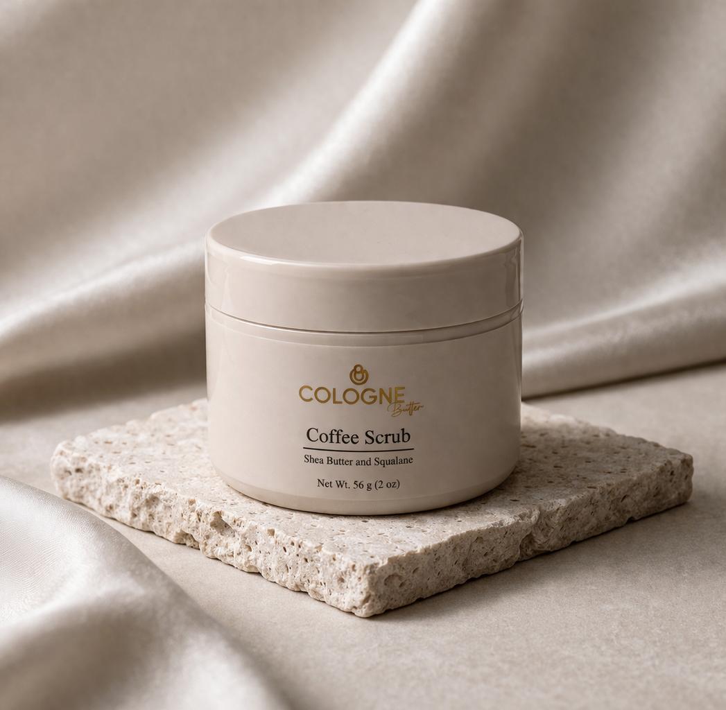 COFFEE SCRUB – Exfoliating & Hydrating Coffee Body Scrub for Smooth Skin, Prepares Skin for Deep Moisture with Cologne Butter