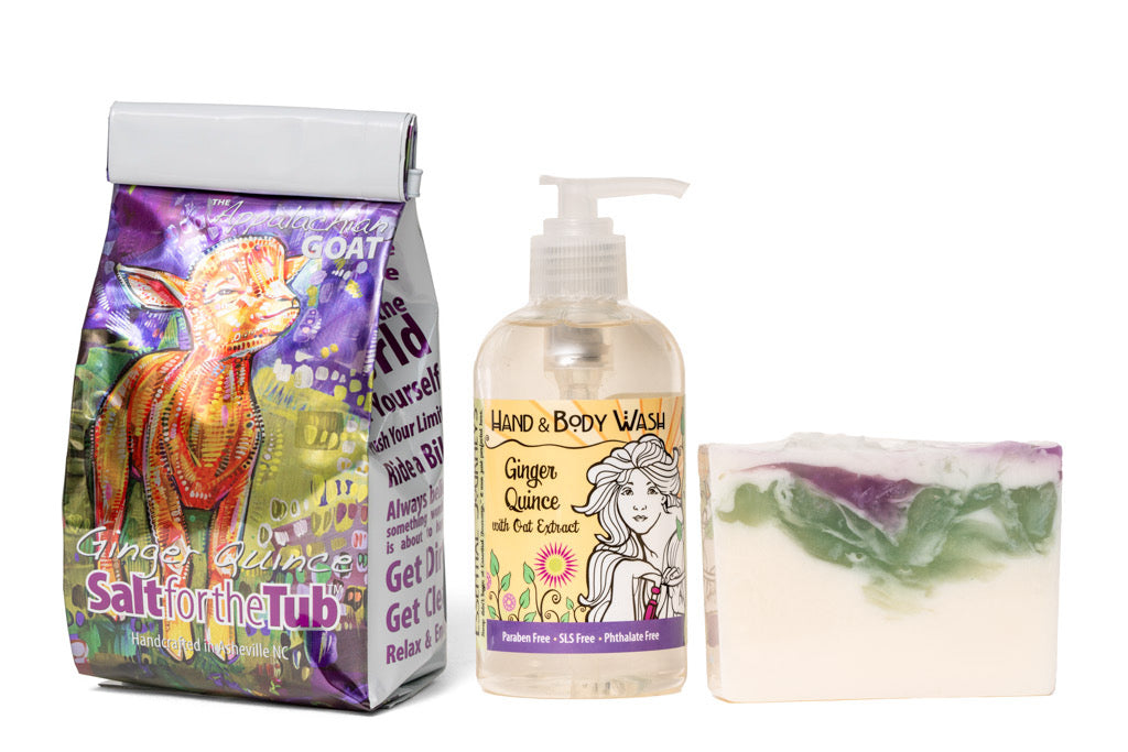 Ginger Quince Gift Set | Bath Salts + 8 oz. Liquid Soap + Soap Slice
