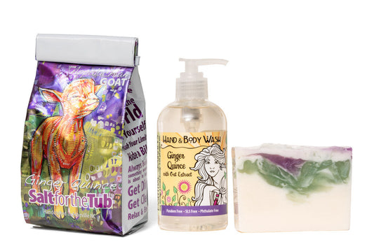 Ginger Quince Gift Set | Bath Salts + 8 oz. Liquid Soap + Soap Slice