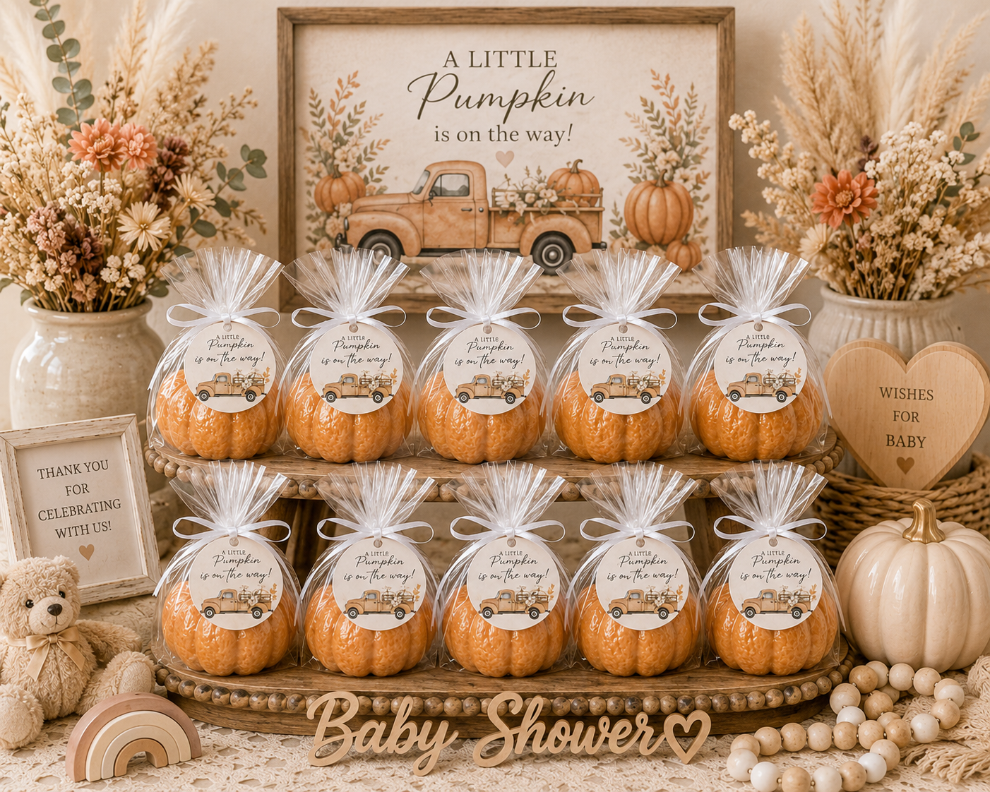 Pumpkin Soap Baby Shower Favors – “A Little Pumpkin Is on the Way” Fall Party Favors | Set of 10