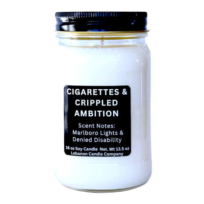 Cigarettes and Crippled Ambition Funny Candle