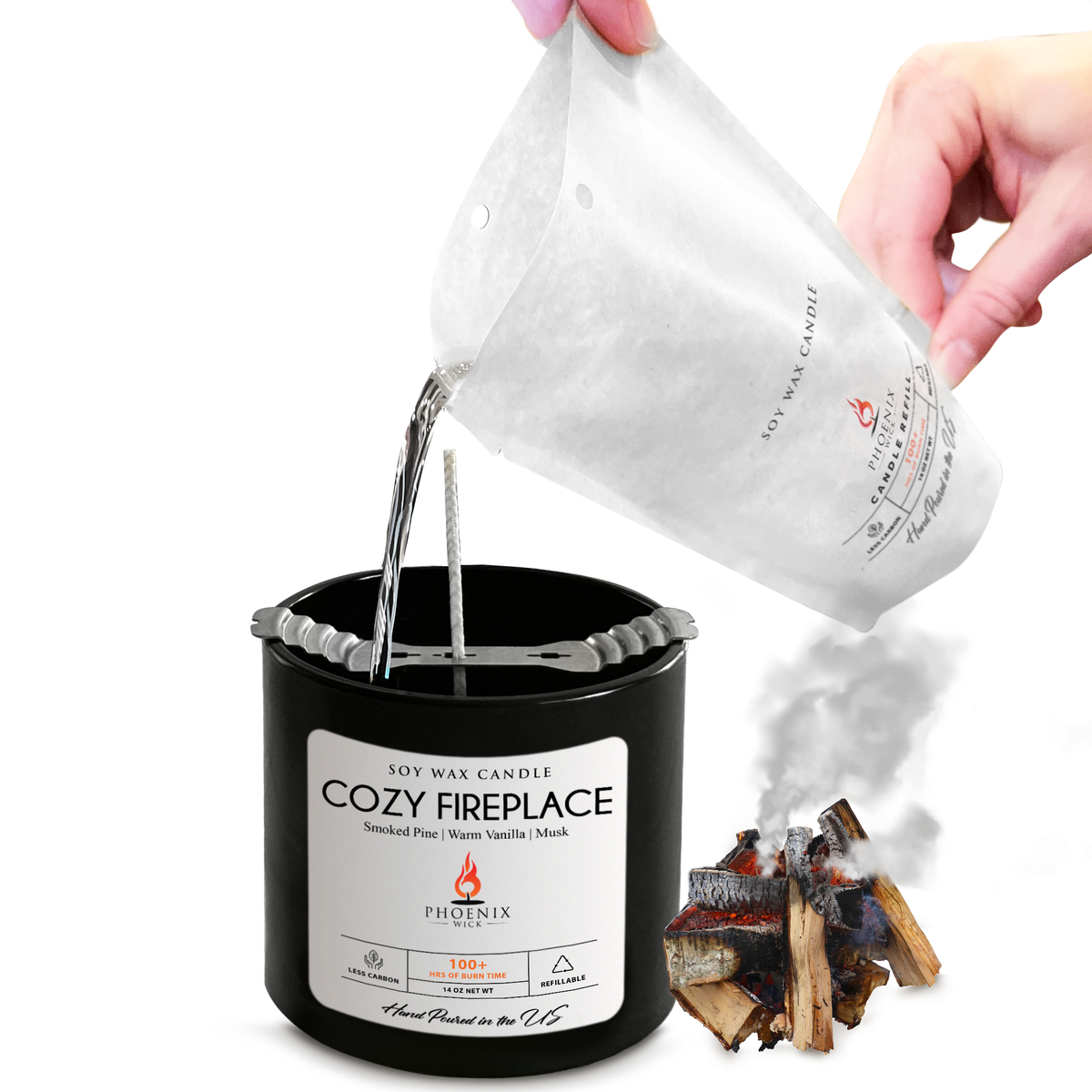 Cozy Fireplace - Candle-Making Kit + Jar