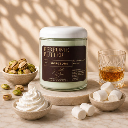 GORGEOUS – The Luxury Body Butter Perfume | Pistachio, Whipped Cream & Marshmallow Sweet Gourmand Fragrance | Deep Hydrating Skin Moisturizer | Warm Delicious Scent | Perfume Butter