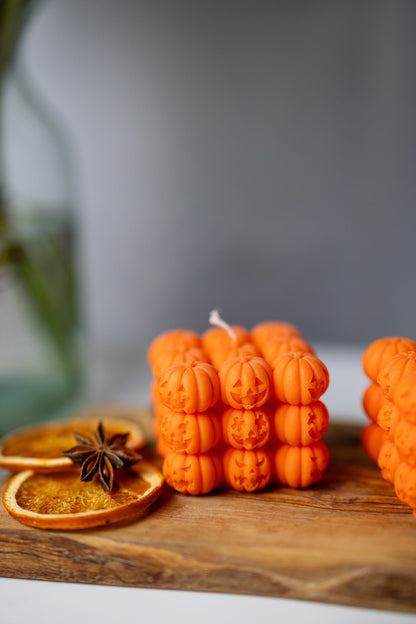 Halloween Pumpkin Soy Candle – Face Bubble Pumpkin Candle, Spooky Décor