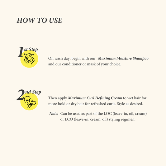 Maximum Curl Defining Cream for Curly, Coily & Kinky Hair – Frizz Control & Moisture