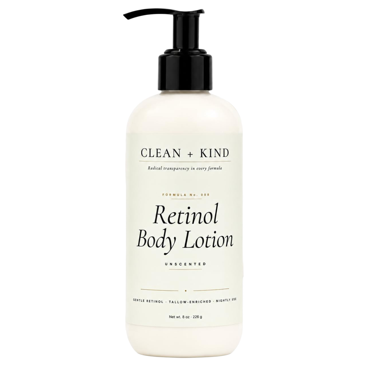 Retinol Body Lotion, 8 oz — Grass-Fed Tallow, Niacinamide, Shea, Jojoba, & Hyaluronic Acid