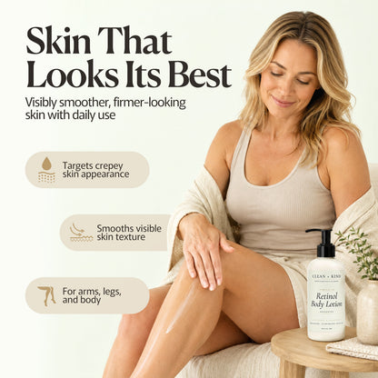 Retinol Body Lotion, 8 oz — Grass-Fed Tallow, Niacinamide, Shea, Jojoba, & Hyaluronic Acid