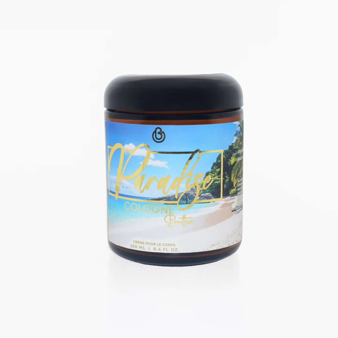 PARADISE – Luxury Fragrance Body Butter | Coconut, Vanilla & Amber Cologne Scent Hydrating Skin Butter | Cologne Butter