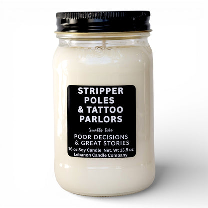 Stripper Poles and Tattoo Parlors Funny Candle