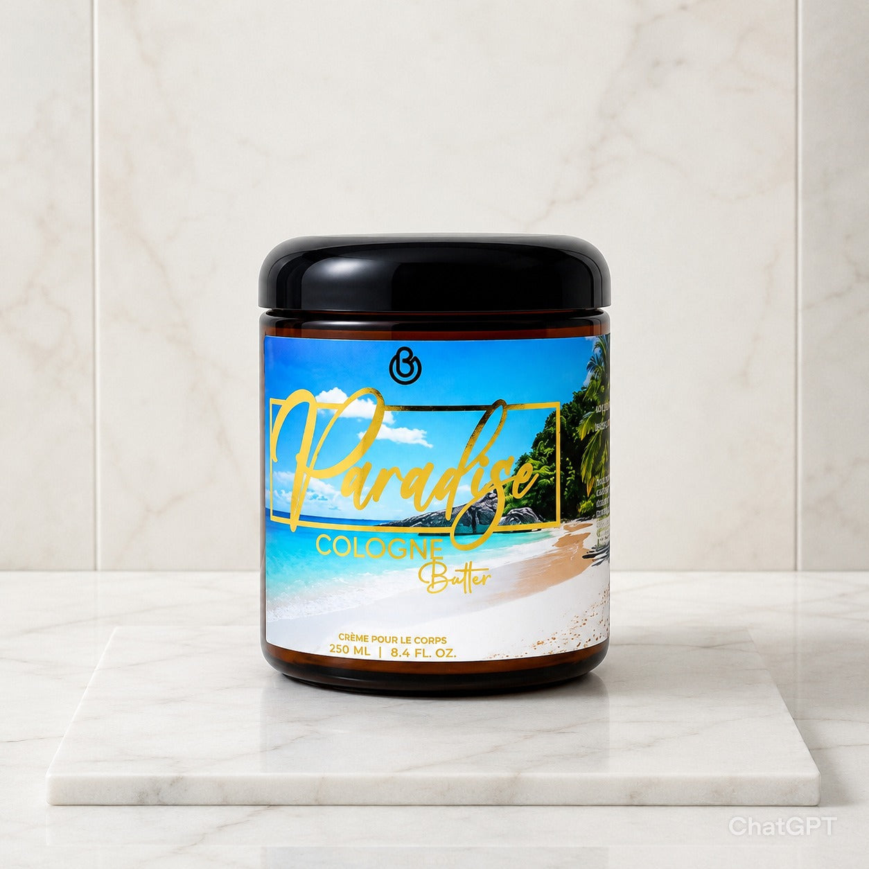 PARADISE – Luxury Fragrance Body Butter | Coconut, Vanilla & Amber Cologne Scent Hydrating Skin Butter | Cologne Butter