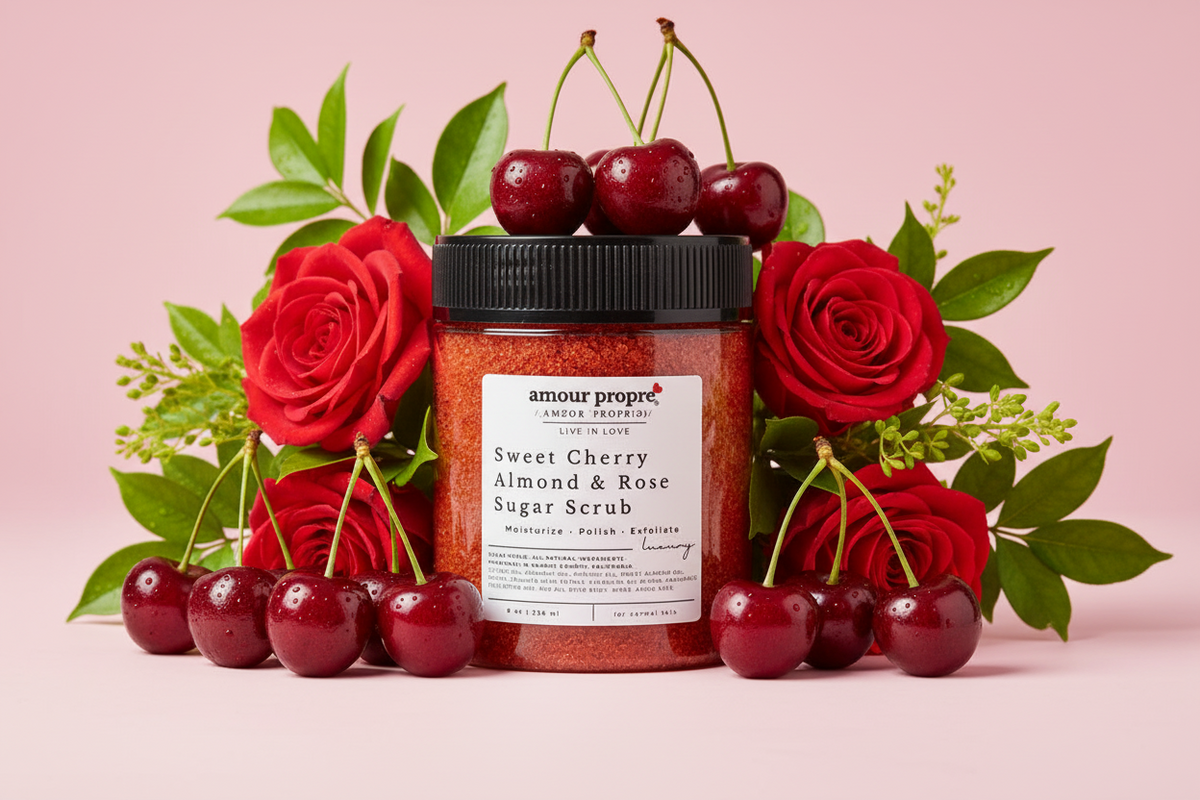 Sweet Cherry Almond & Rose Sugar Scrub - Body Polish and Moisturizer
