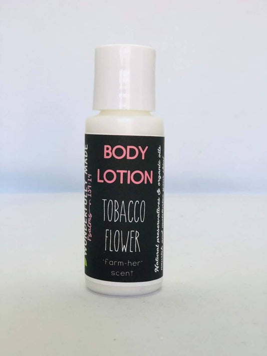 Tobacco Flower Lotion/Natural Preservative / herbal / hand lotion / Calendula / travel size lotion / novelty woman gift / handmade / organic