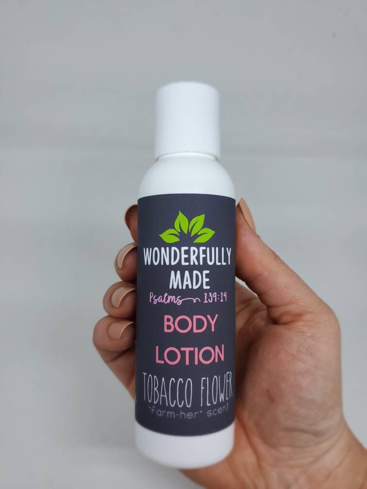 Tobacco Flower Lotion/Natural Preservative / herbal / hand lotion / Calendula / travel size lotion / novelty woman gift / handmade / organic