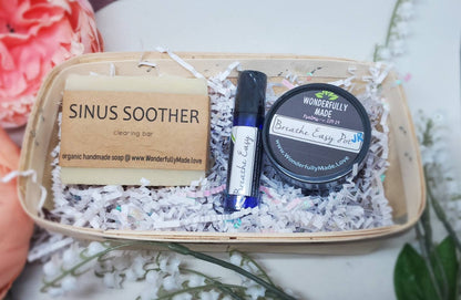 Sinus Help Care Package | Gift Bundle | Vapor Rub | Breathe Easy Natural Sinus Relief | Sinus Soother Handmade Soap | Organic Man woman Gift