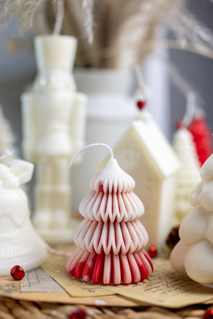 Christmas Tree Layered Candles – Handmade Modern Soy Wax Candles for Fun Holiday Decor & Gifts