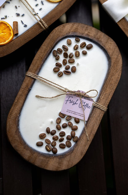 Coffee Lover Gift - Handcrafted Coffee Scented Candle with Real Beans - Farmhouse Decor