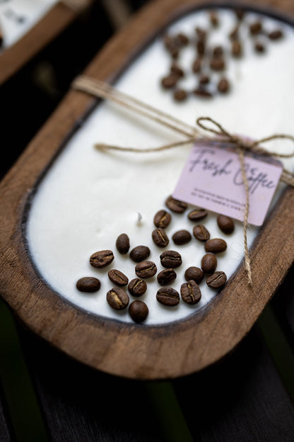 Coffee Lover Gift - Handcrafted Coffee Scented Candle with Real Beans - Farmhouse Decor