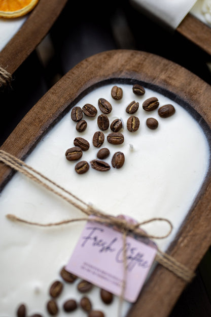 Coffee Lover Gift - Handcrafted Coffee Scented Candle with Real Beans - Farmhouse Decor