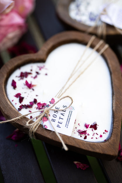 Heart-Shaped Dough Bowl Candle | Petal Rose Soy Wax | Love & Wedding Gift