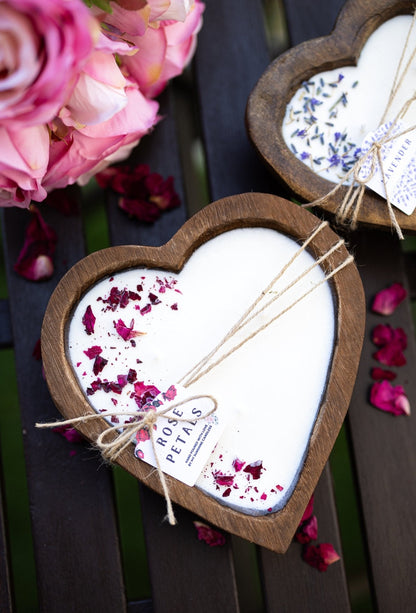 Heart-Shaped Dough Bowl Candle | Petal Rose Soy Wax | Love & Wedding Gift