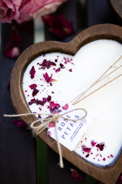 Heart-Shaped Dough Bowl Candle | Petal Rose Soy Wax | Love & Wedding Gift