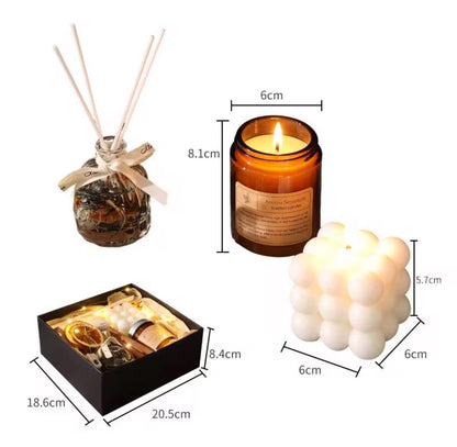 Hot Sale Aromatherapy 100% Soy Wax Candle & Reed Diffuser Gift Set | Black Box Luxury Gift for Her