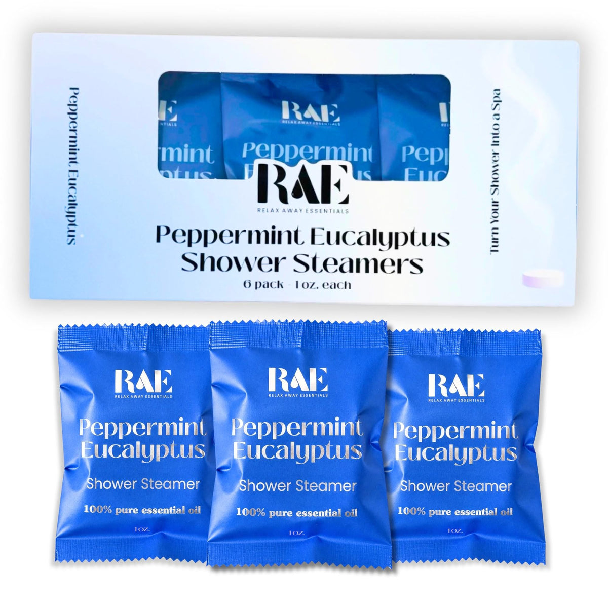 Peppermint Eucalyptus Shower Steamers 6 Pack | Aromatherapy Spa | Gift for him, Gift for her | Breathe