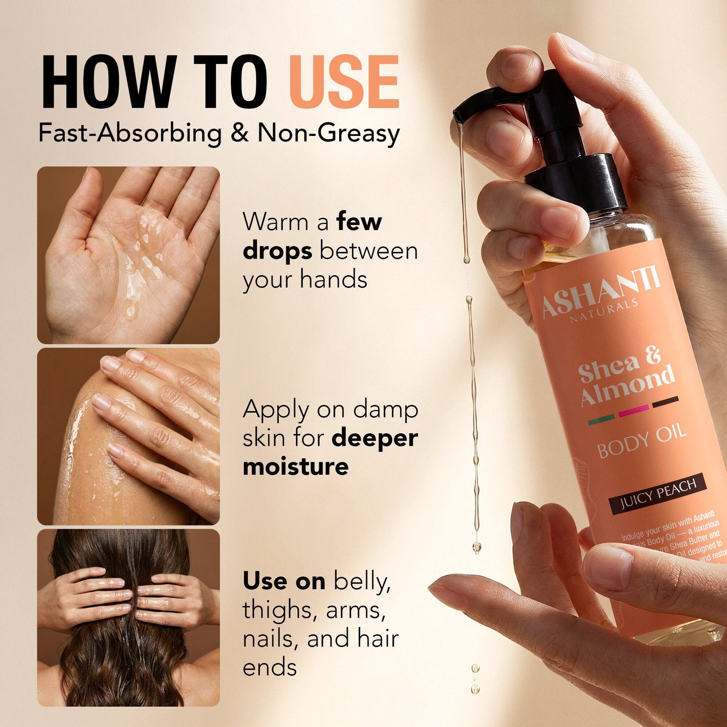 Shea & Almond Body Oil - Juicy Peach