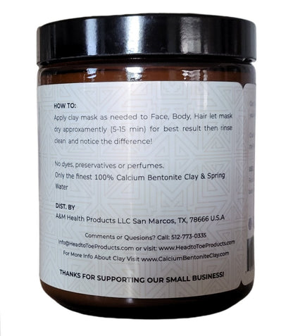 Pure Calcium Bentonite Clay Mask — Deep Pore Detox, Spring Water Activated