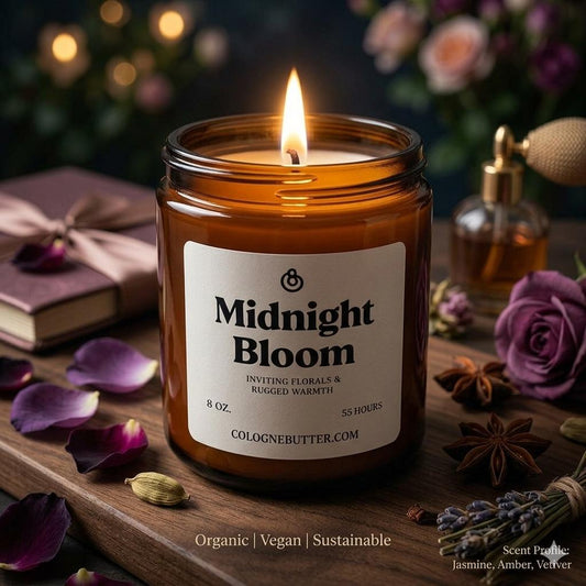 Midnight Bloom - The Luxury Floral Scented Candle for Home Decor, Relaxation & Romantic Atmosphere | Cologne Butter
