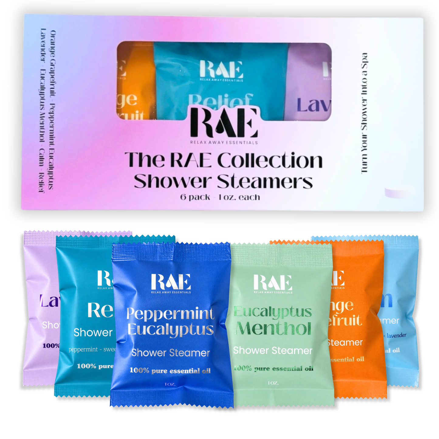 The RAE Collection Shower Steamers 6 Pack - Variety Pack - Essential Oils - Aromatherapy