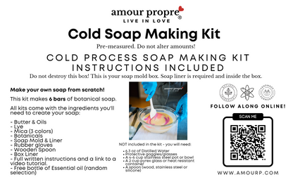 Amour Propre Cold Process Soap Making Kit | Create Your Own Luxurious Botanical Soap Bars!