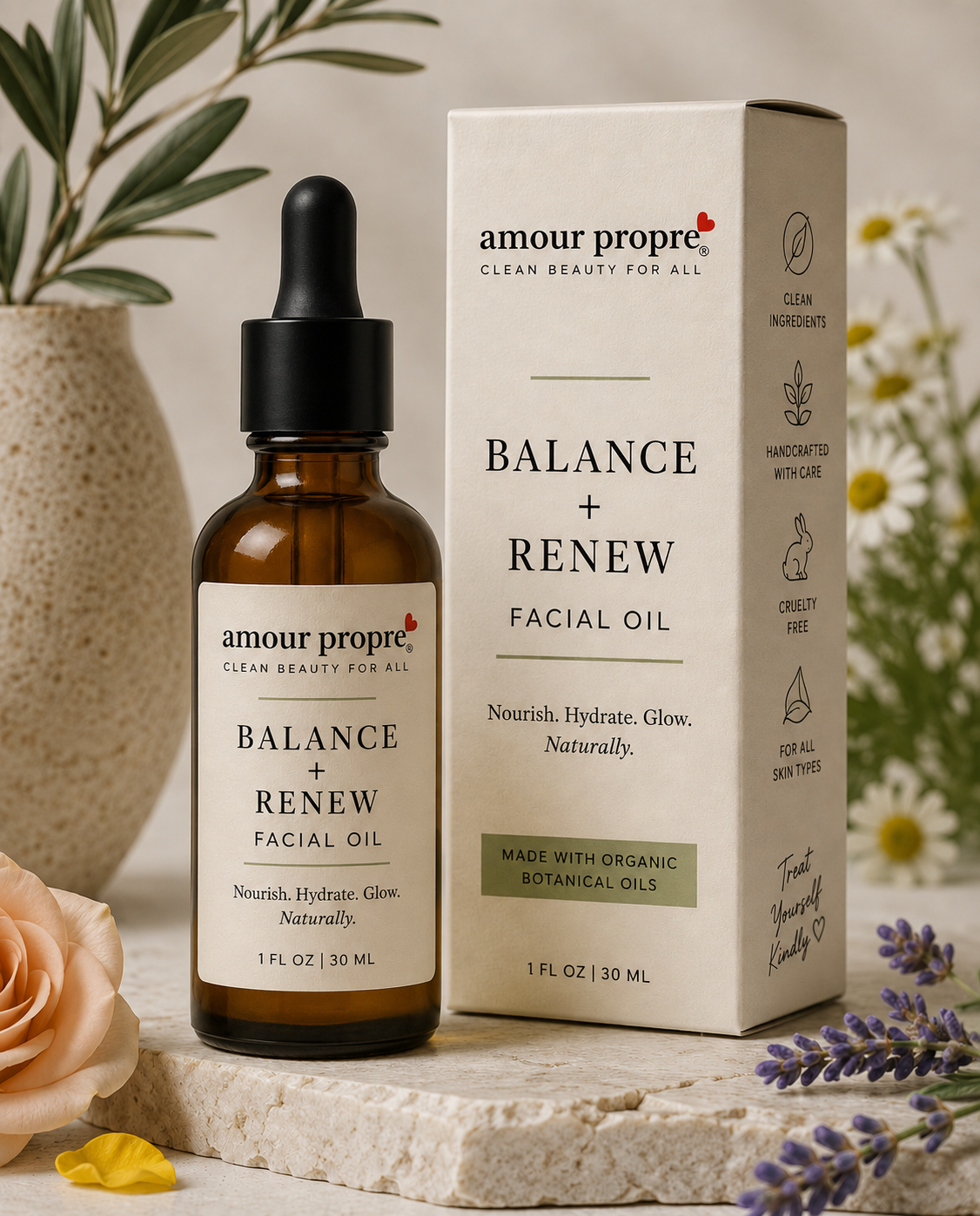Balance + Renew Face Oil: 
Botanical Facial Oil for Radiant, Healthy-Looking Skin