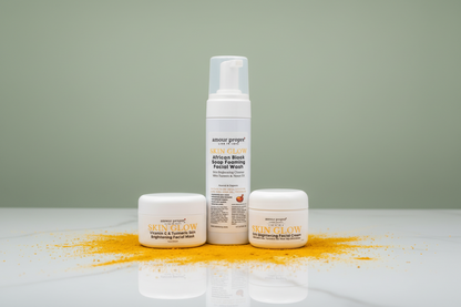 SKIN GLOW: Skin Brightening Facial Care Solution | Foaming Facial Wash, Skin Brightening Face Mask, Turmeric Face Cream