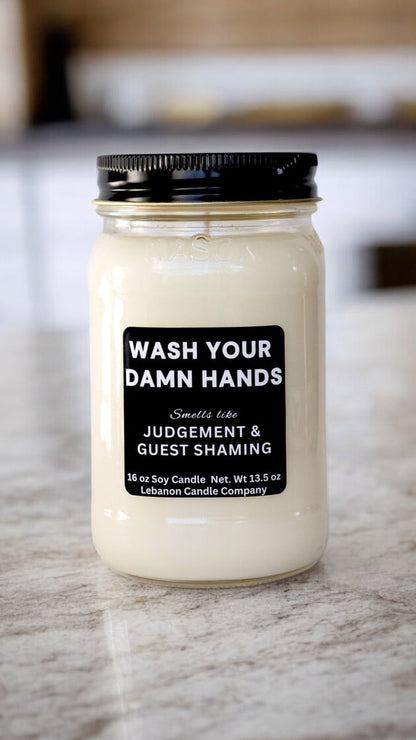 Wash Your Damn Hands Funny Bathroom Candle