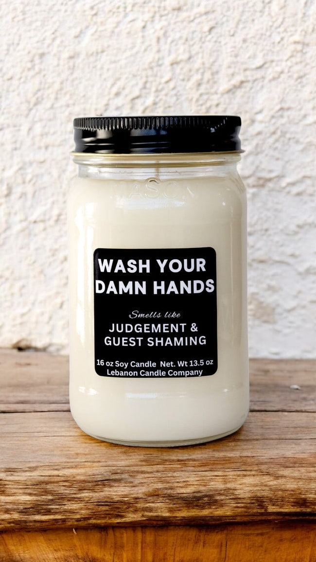 Wash Your Damn Hands Funny Bathroom Candle