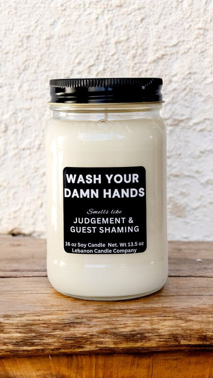 Wash Your Damn Hands Funny Bathroom Candle