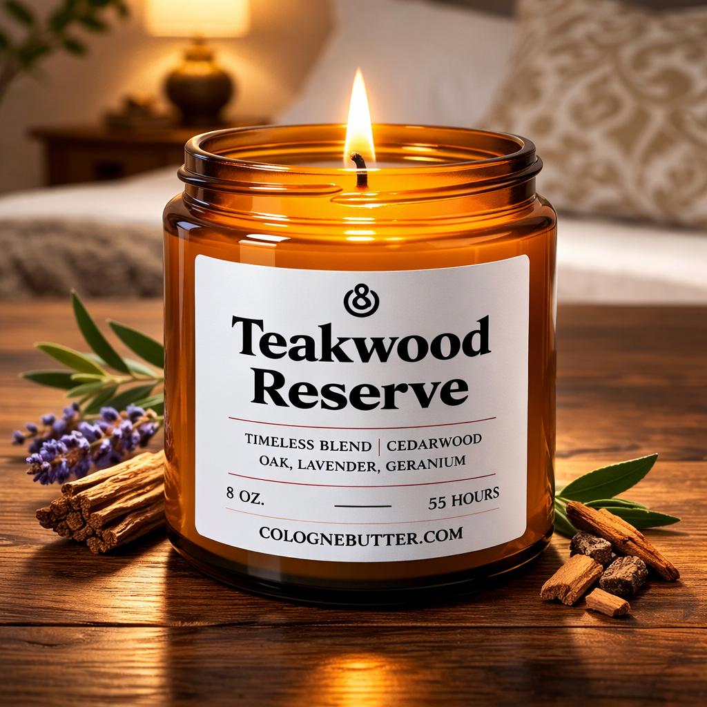 Teakwood Reserve - The Luxury Teakwood, Cedarwood & Lavender Scented Candle for Elegant Home Decor, Deep Relaxation | Cologne Butter